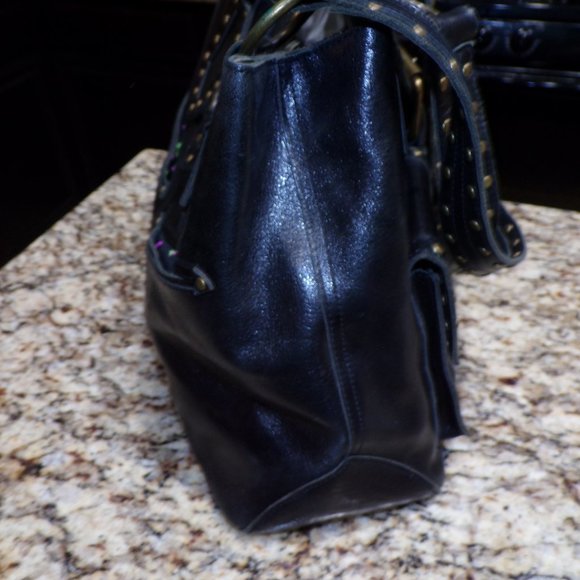 Betsey Johnson Handbag Leather Studded Black purse - Picture 5 of 15